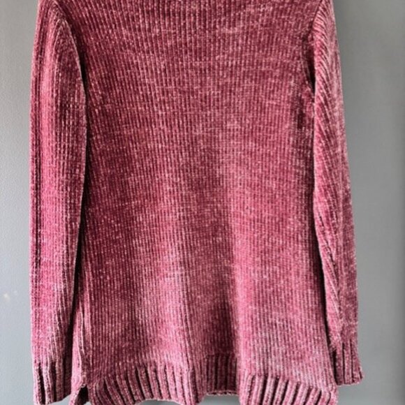 Orvis M Purple Mauve Sweater Plush Chenille V Neck Tunic Cozy Knit Ribbed Comfy - Picture 3 of 7